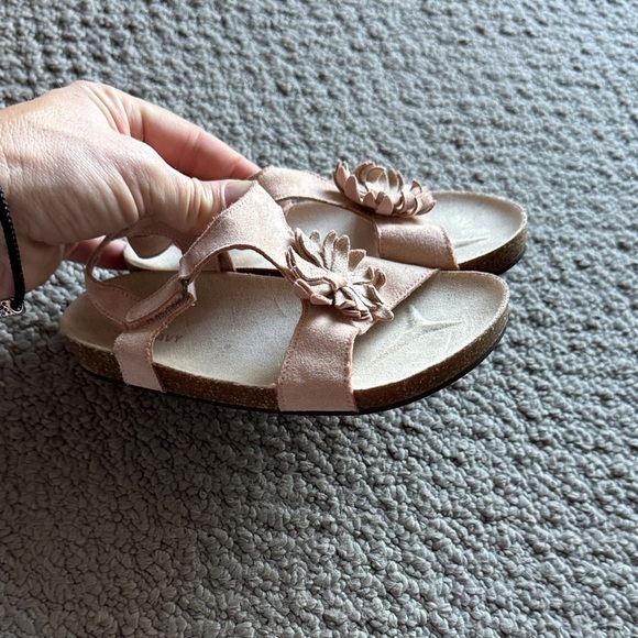 Old Navy Other - Old Navy Blush Pink Floral Suede Girls Sandals